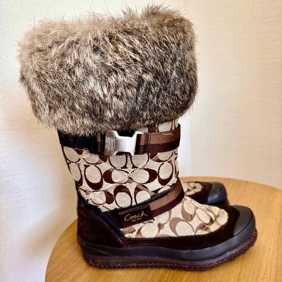 Coach Fur Trim Snow Boots - Picture 1 of 3
